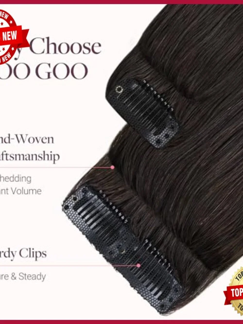 Human Hair Clip-In Extensions for Thinning Hair, 18 Inch, 4 Pieces
